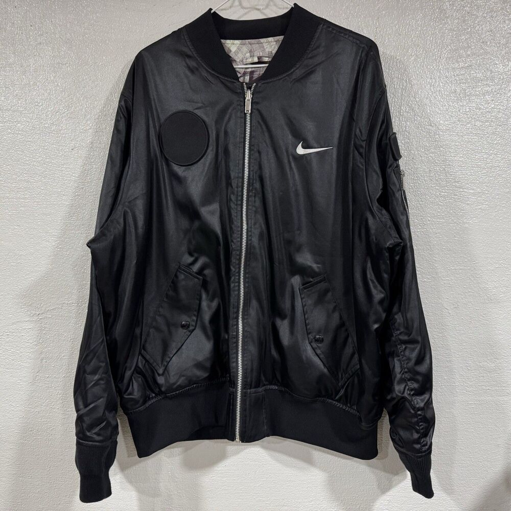 Nike Court Slam Tennis Reversible Graphic Satin Bomber Jacket AT4373-010 Mens 2X